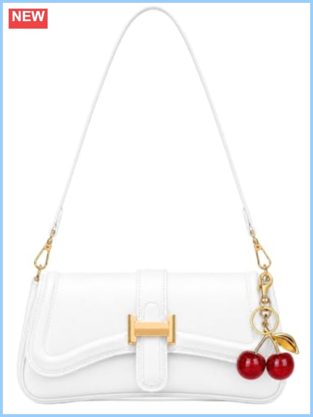 Small Vintage Crossbody Hobo Shoulder Bag PU Leather 2 Straps Cherry Charm
